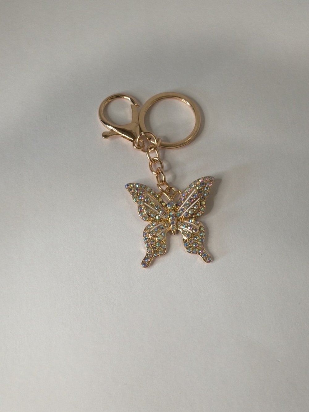 Gold Butterfly Crystal Keychain